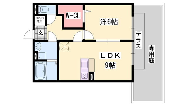 サーフェイス夢前川(1LDK/1階)の間取り写真