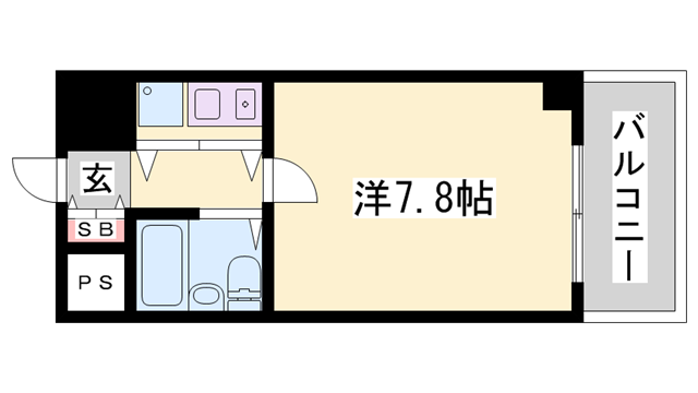 ベルトピア飾磨(1K/5階)の間取り写真