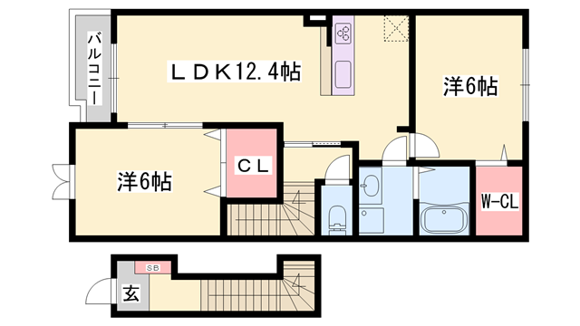 サンリットヴィラA(2LDK/2階)の間取り写真