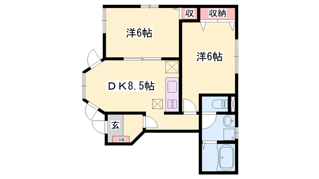 ブルーマウンテン3(2DK/1階)の間取り写真