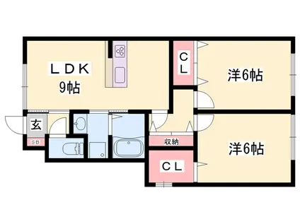 サンライズ青山(2LDK/1階)の間取り写真