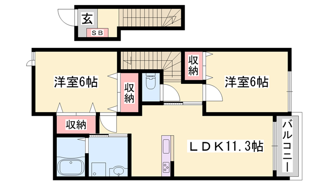 ベンファーター(2LDK/2階)の間取り写真