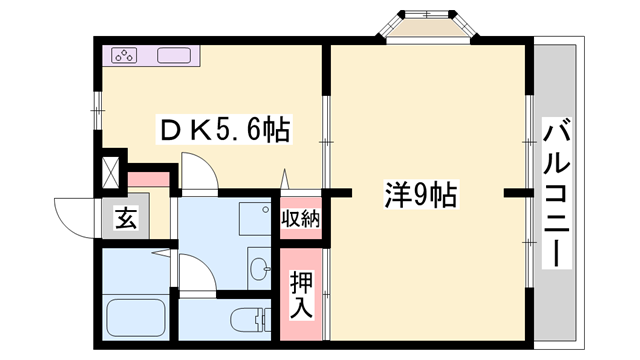 サンライフ広峰(1LDK/2階)の間取り写真