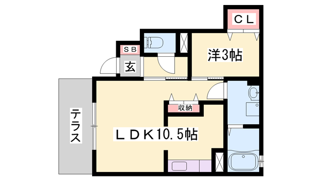 ウィット英賀保(1LDK/1階)の間取り写真