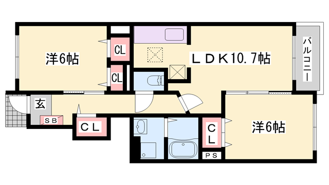 ヒロ コテージ(2LDK/1階)の間取り写真