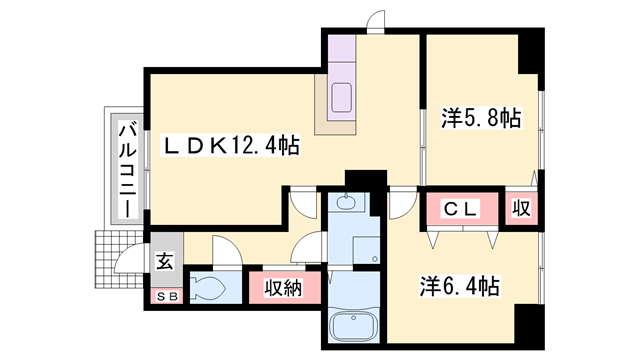 ソレイユ白浜北Ⅰ(2LDK/1階)の間取り写真