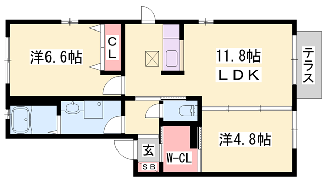 ちどり館(2LDK/1階)の間取り写真
