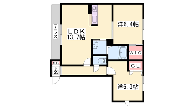 メゾンルーチェ(2LDK/1階)の間取り写真