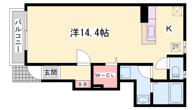 レジデンス白鳥 A棟(1K/1階)の間取り写真