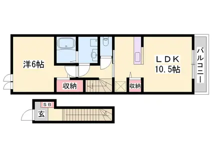 ワイズヴィラⅡ(1LDK/2階)の間取り写真