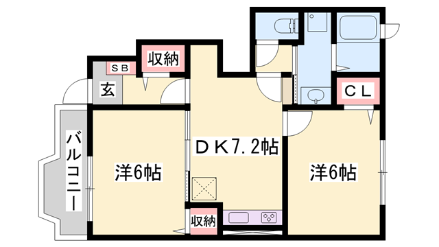 グランディールⅡ-A(2DK/1階)の間取り写真