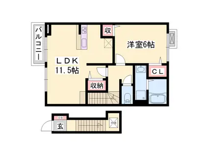 メゾン・エクレールⅠ(1LDK/2階)の間取り写真