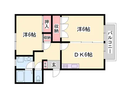 グリーンハイツA棟(2DK/2階)の間取り写真