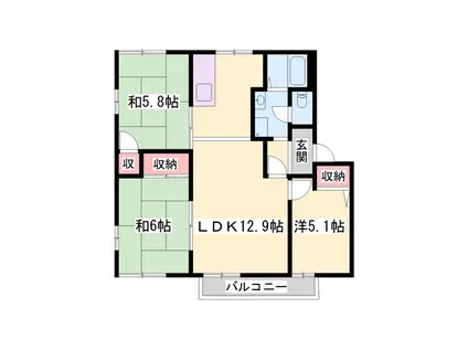 サニーパーク(3LDK/2階)の間取り写真