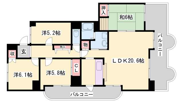 シャトー ブランシェ(4LDK/7階)の間取り写真