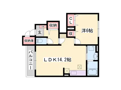 ラ・ブリーズ ハルⅡ(1LDK/1階)の間取り写真