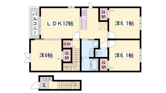 MODESSA高砂(3LDK/2階)の間取り写真