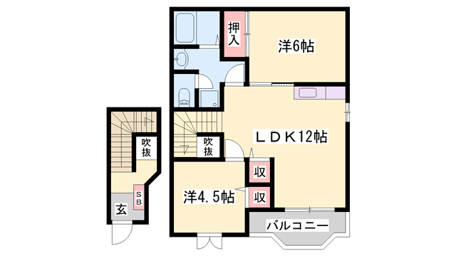 エルフランド(2LDK/2階)の間取り写真