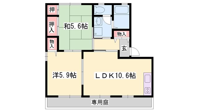 構壱番館A棟(2LDK/1階)の間取り写真