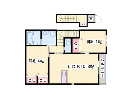 CIEL(2LDK/2階)の間取り写真