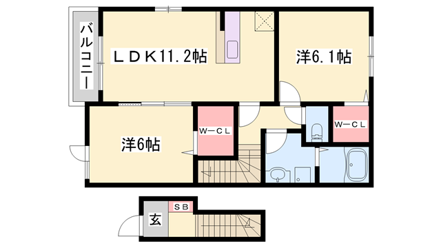 グランデ光祥1(2LDK/2階)の間取り写真