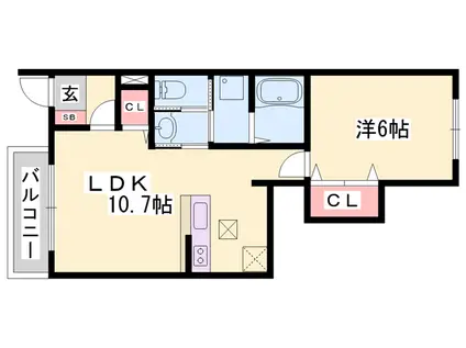 シャングリラ A(1LDK/1階)の間取り写真