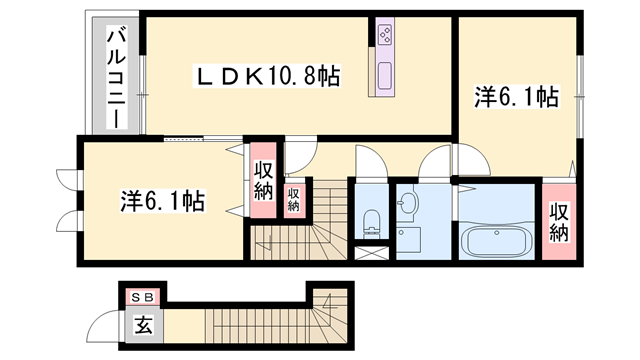 メゾン雅(2LDK/2階)の間取り写真