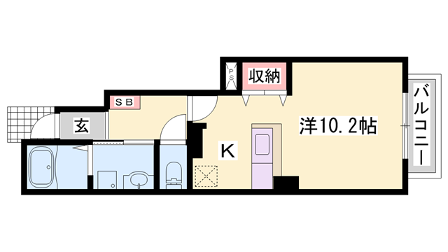 メゾンジェルメ(1K/1階)の間取り写真