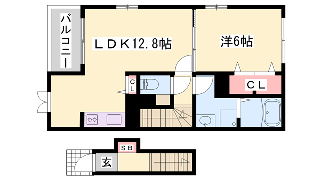 ウッドストック(1LDK/2階)の間取り写真