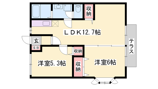 メゾンシャングリラ(2LDK/2階)の間取り写真
