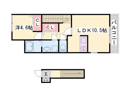 シャイン ハート2(1LDK/2階)の間取り写真
