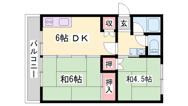 土山ハイツ(2DK/3階)の間取り写真