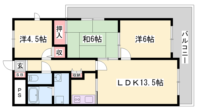 グラースガーデン今宿(3LDK/2階)の間取り写真