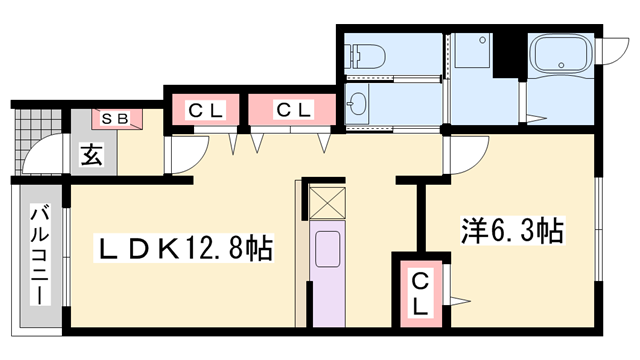 デスパシオ下戸田(1LDK/1階)の間取り写真