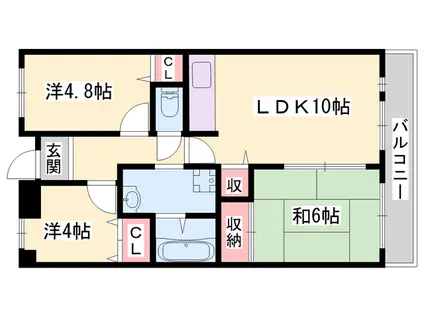 クリーンピアあがほ駅前町(3LDK/10階)の間取り写真