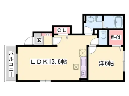 ブロードガーデンⅢ(1LDK/1階)の間取り写真