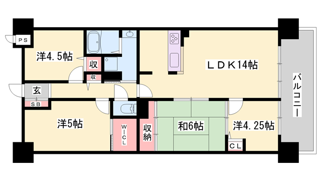 ロワイヤル東今宿(4LDK/2階)の間取り写真