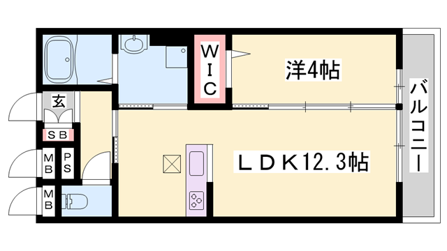 ウエスト ポート(1LDK/1階)の間取り写真