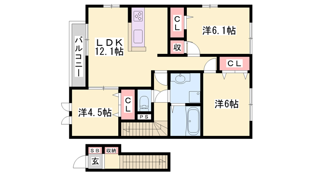 セーフティー コートⅢ(3LDK/2階)の間取り写真