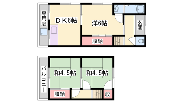 山陽電気鉄道網干線 平松駅 徒歩13分 2階建 築57年(3DK)の間取り写真