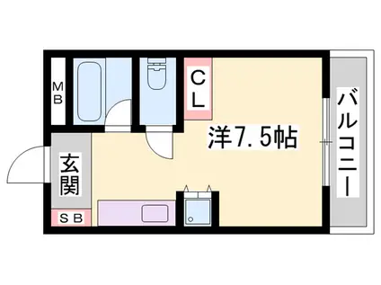 メゾン・フランス(ワンルーム/1階)の間取り写真