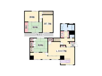 白岡ビル(4LDK/1階)の間取り写真
