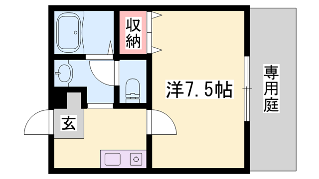 ルシエール上大野(1K/1階)の間取り写真