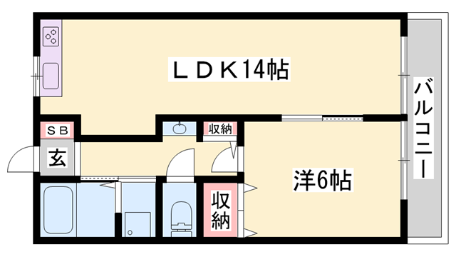 コーポ益三(1LDK/1階)の間取り写真