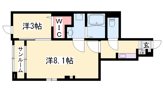 NOBLE1(1SK/1階)の間取り写真
