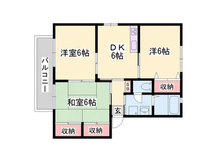 シャーメゾン片山 B棟(3DK/1階)の間取り写真