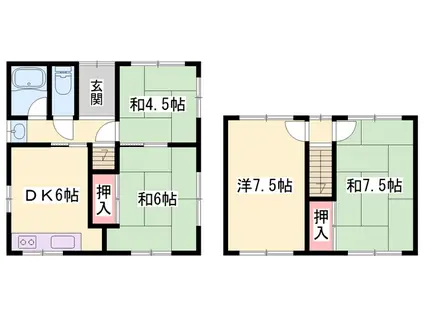 山陽電気鉄道網干線 山陽天満駅 徒歩8分 2階建 築35年(4DK)の間取り写真