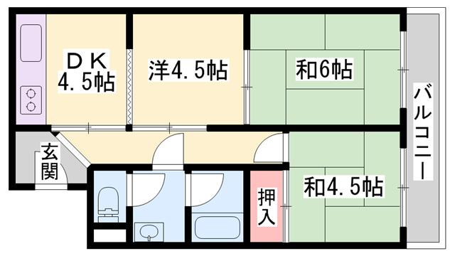 シャトー東洋(3DK/5階)の間取り写真