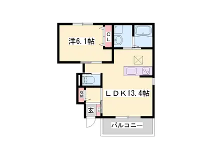 アイリスガーデン(1LDK/1階)の間取り写真