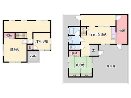 山陽本線 姫路駅 バス乗車時間:30分 清水橋停下車バス停で下車 徒歩6分 2階建 築55年(3DK)の間取り写真